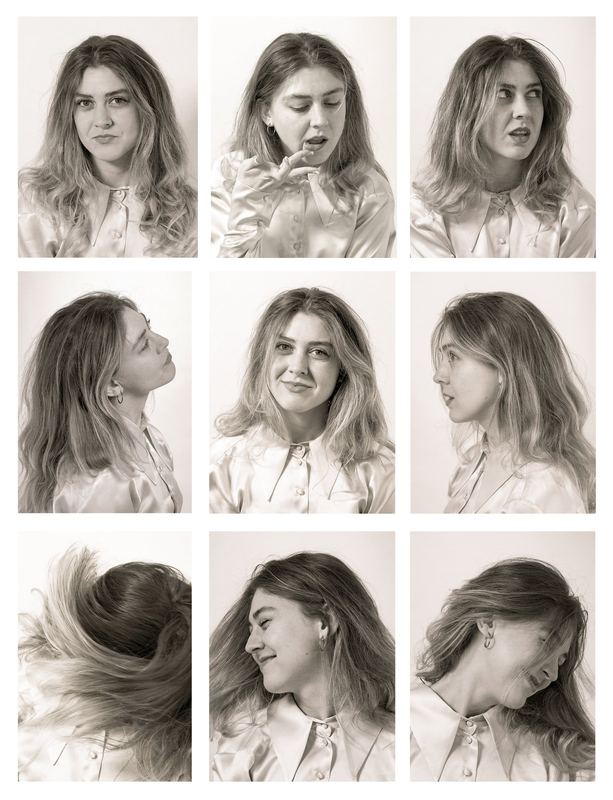 Contact sheet of nine frames, Madeline Cash by David Spector
