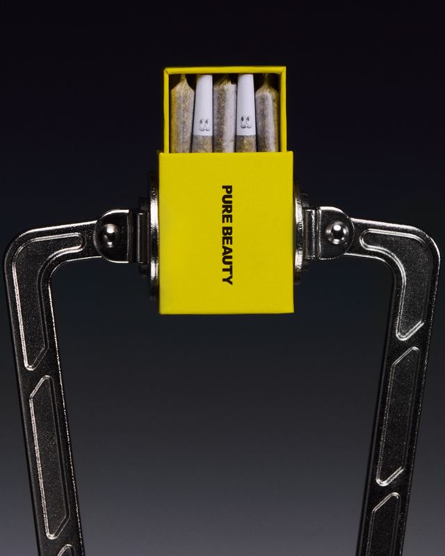 Pre-roll pack in a chrome clamp, Pure Beauty by David Spector